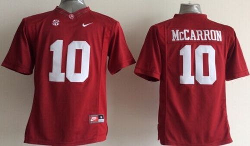 Crimson Tide #10 AJ McCarron Red Stitched Youth NCAA Jersey - Click Image to Close